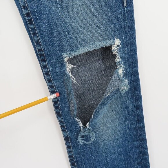 True Religion Women 26 Billy Big T Medium Wash Blue Distressed Torn Denim Jeans - Picture 6 of 16